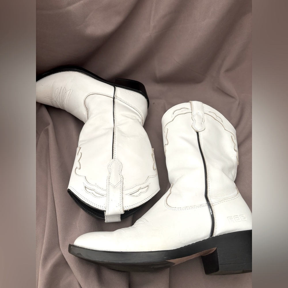 ROC BOOT AUSTRALIA LEATHER INDIO WESTERN SNIP TOE VAMP STITCHING SIDE PULL SZ 6 - Picture 2 of 16
